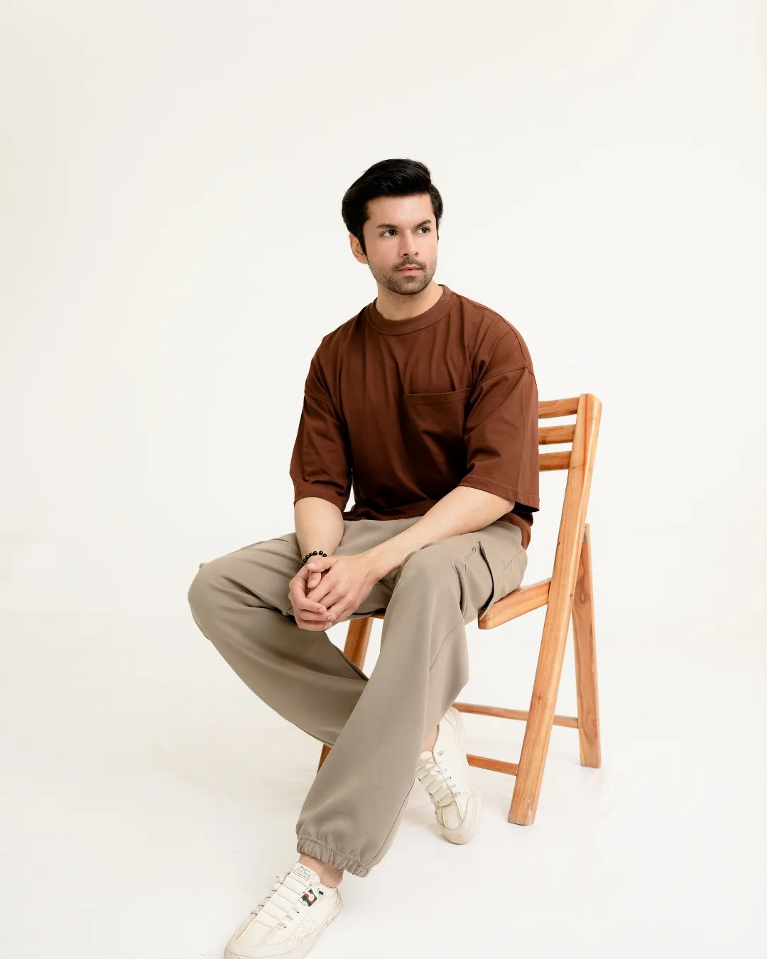 Brown Oversized Drop-Shoulder Shirt for Men 7 Brown oversized drop-shoulder t-shirt for men by Covra Pakistan
