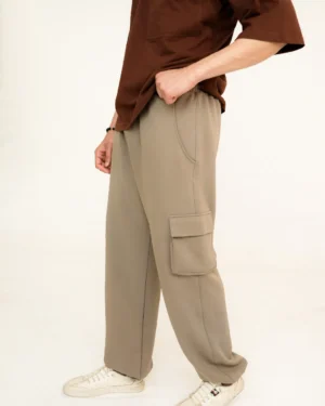 Moss green baggy cargo trousers for men by Covra Pakistan