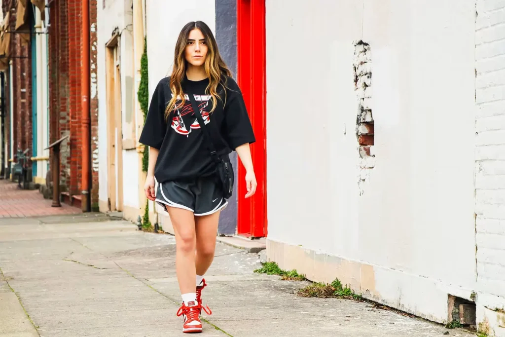 White Sneakers With Oversized T-Shirt